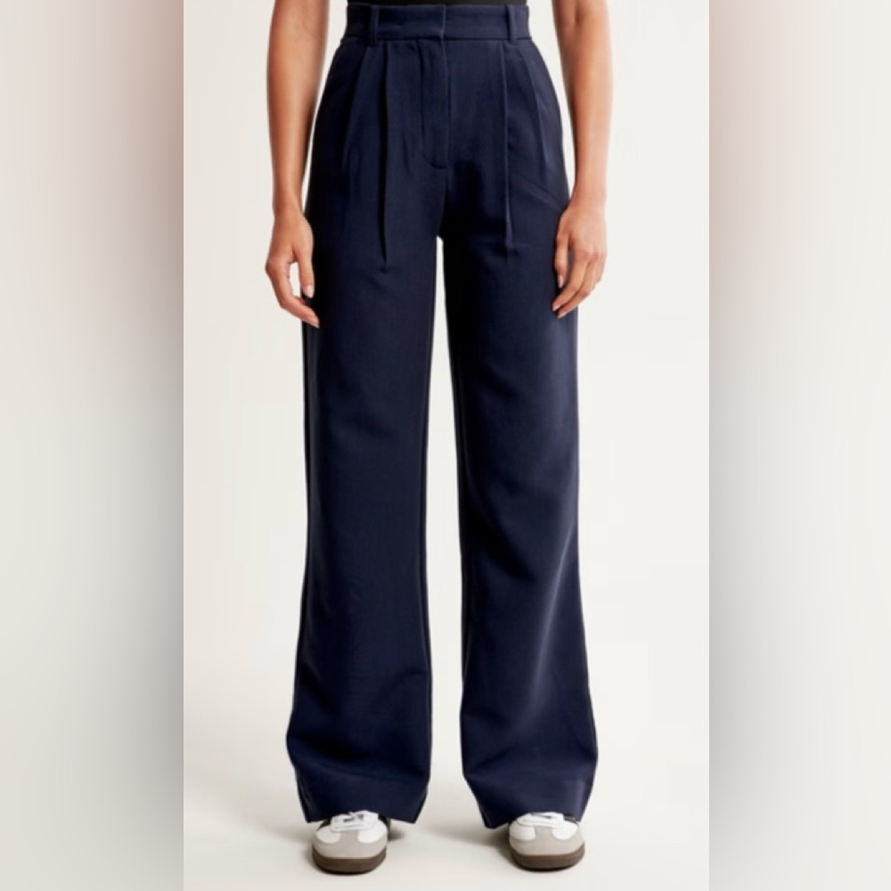 Abercrombie & Fitch Navy Wide-Leg Trousers